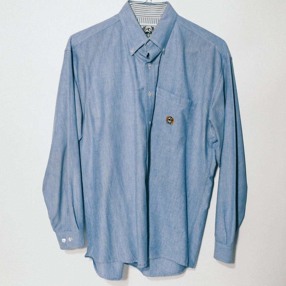 Cinch Button Down Shirt Mens Western Oxford Large Blue El Salvador 100% Cotton